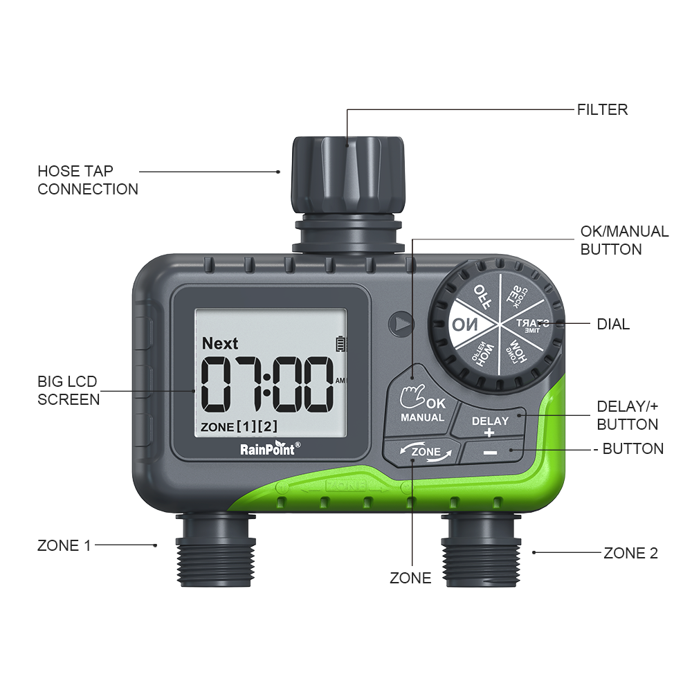 #￥Rainpoint Water Timer 2 Zone - Power Tools Zones 评论和价格