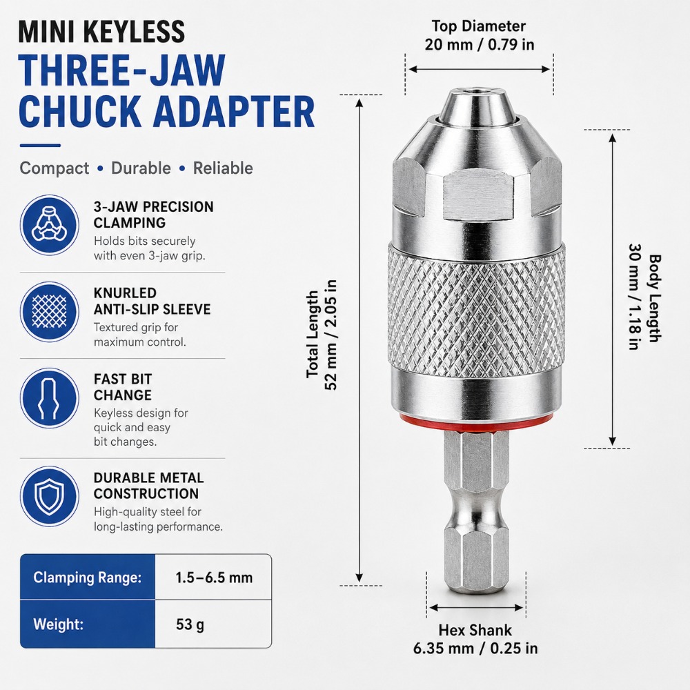 3 Jaw Drill Chuck Adapter with - Power Tools Woodworking 评论和价格