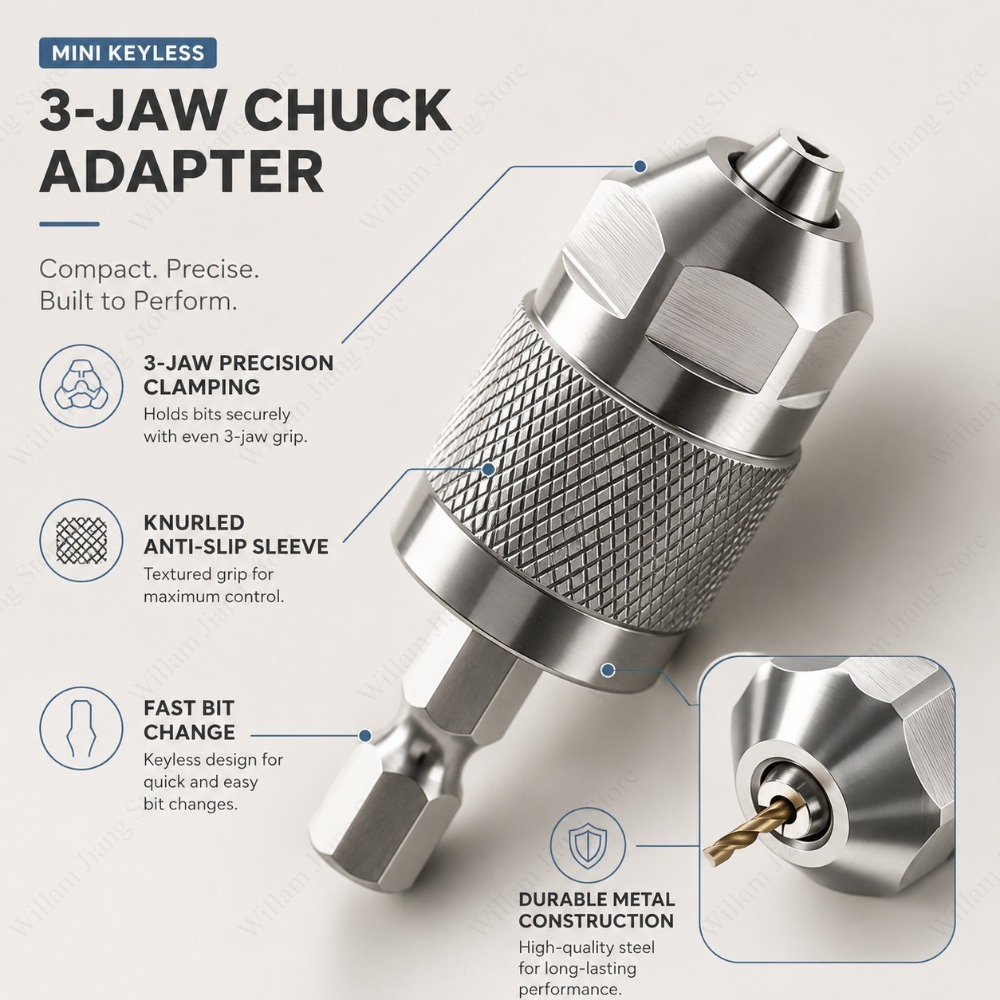 3 Jaw Drill Chuck Adapter with - Power Tools Woodworking 评论和价格
